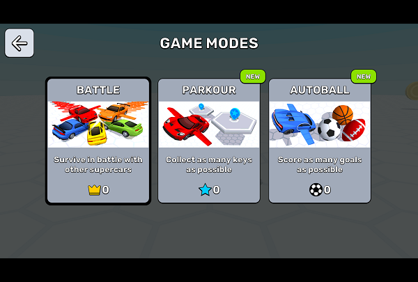 Survival Race Game Modes Screen
