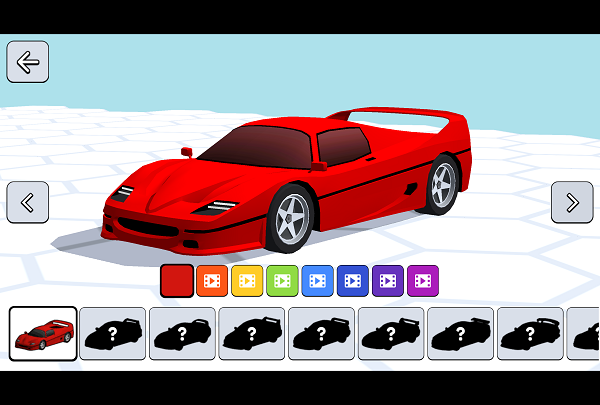 Survival Race car garage showing unlockable vehicles and coin balance