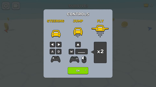 Survival Race game Controls